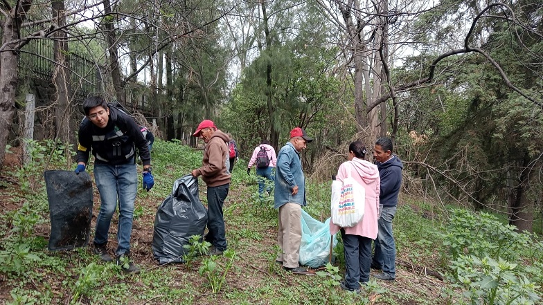 grupo de personas recogiendo basura dentro del parque nacional los remedios
